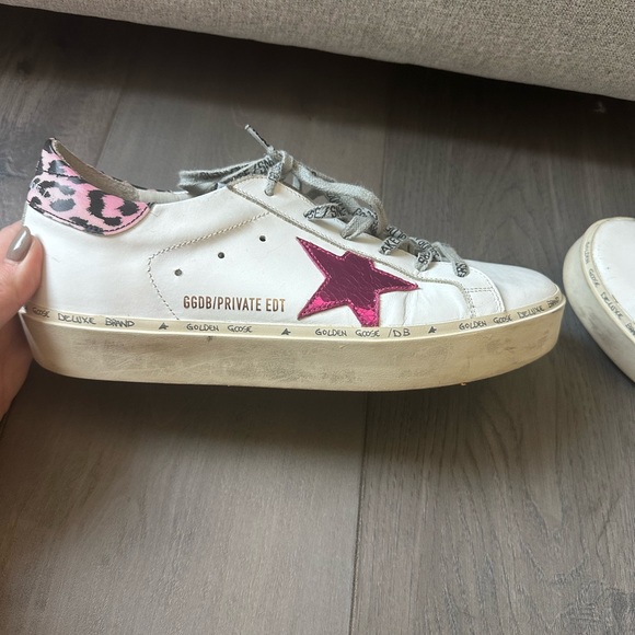 💗Golden Goose💗Hi Star Platform Sneaker White Pink Leopard Size 40. Authentic. - Picture 10 of 13